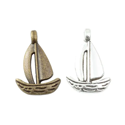 Vintage Legering Zeilboot Hangers Voor DIY Sieraden Maken Antiek Brons Zilver Boot Hangers Voor Ketting Armband Accessoire