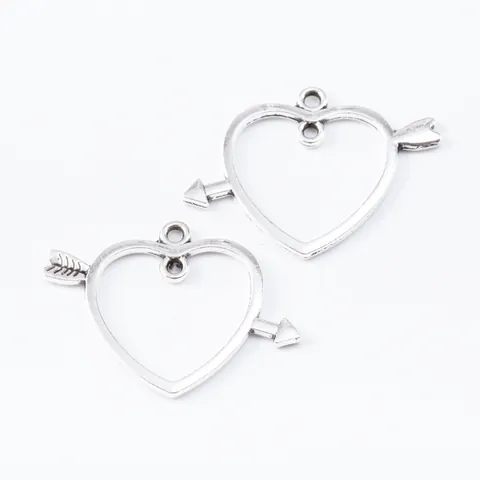 Vintage Alloy Cupid's Arrow Through Heart Hollow Out Frame Pendant Charms For DIY Jewelry Making Necklace Bracelet Accessory