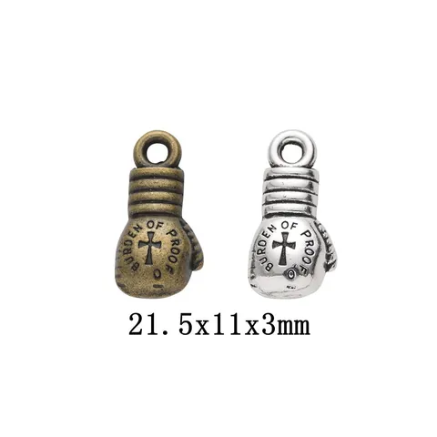 Vintage Zinc Alloy Boxing Glove Charm With Cross Burden Of Proof DIY Jewelry Making Pendant Antique Bronze Silver Gift
