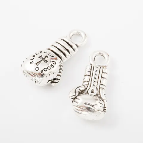 Vintage Zinc Alloy Boxing Glove Charm With Cross Burden Of Proof DIY Jewelry Making Pendant Antique Bronze Silver Gift