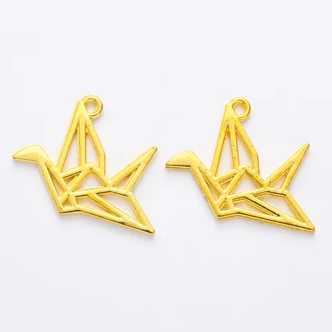 Vintage Origami Crane Pendants Zinc Alloy Hollow Geometric Bird Charms For DIY Jewelry Making Necklace Bracelet Accessory
