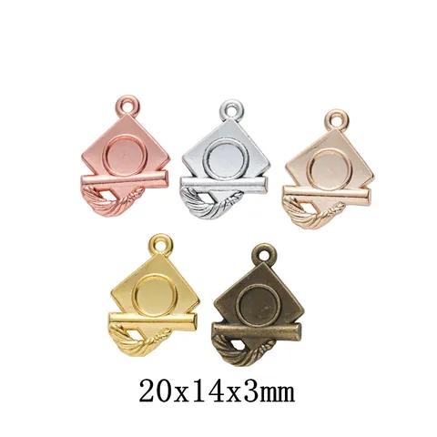 Vintage Zinc Alloy Graduation Doctoral Cap Mortarboard Charm Pendant For DIY Jewelry Making Accessory Graduation Gift