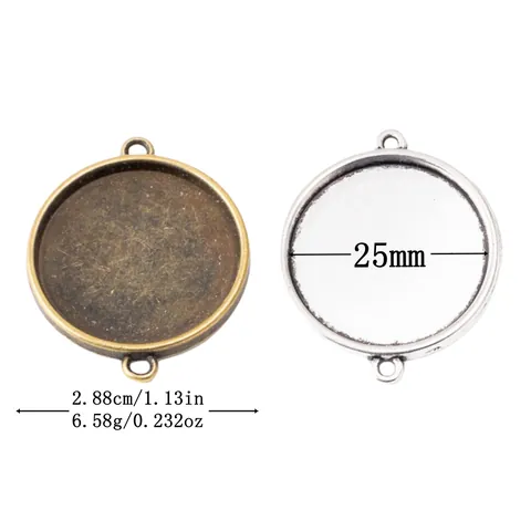 Vintage Zinklegierung Rund Anhänger Basis Tablett Doppelöse Schmuckverbinder Für DIY Halskette Armband Herstellung Antik Zubehör