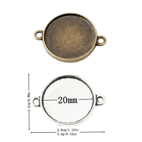 Vintage Zinklegierung Rund Cabochon Fassung Basis Doppelglied Verbinder Für DIY Schmuckherstellung Armband Halskette Zubehör