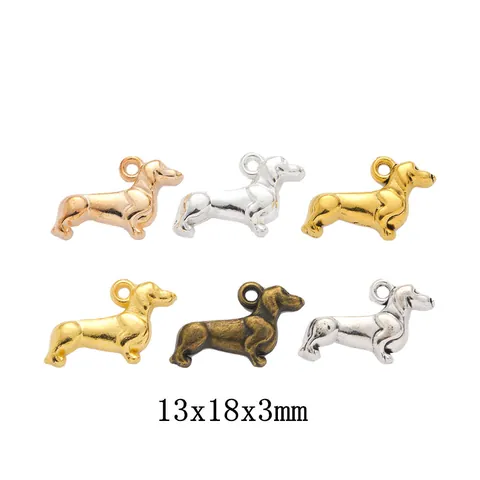 Retro Legierung Dackel Hund Charms Anhänger DIY Schmuckherstellung Zubehör Für Halskette Armband Gold Silber Bronze