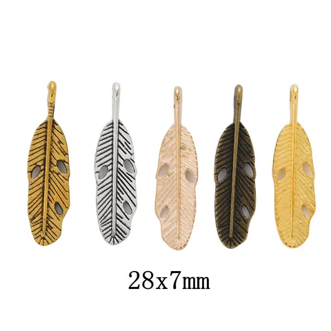Vintage Zinklegierung Feder Blatt Anhänger Für DIY Schmuckherstellung Halsketten Ohrringe Armbänder Bastelbedarf Handgefertigte Zubehör