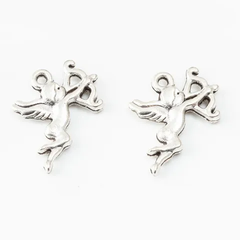 Vintage Zinklegierung Cupid Engel Charms Für DIY Schmuckherstellung Antike Bronze Silber Engelsflügel Anhänger Für Halsketten