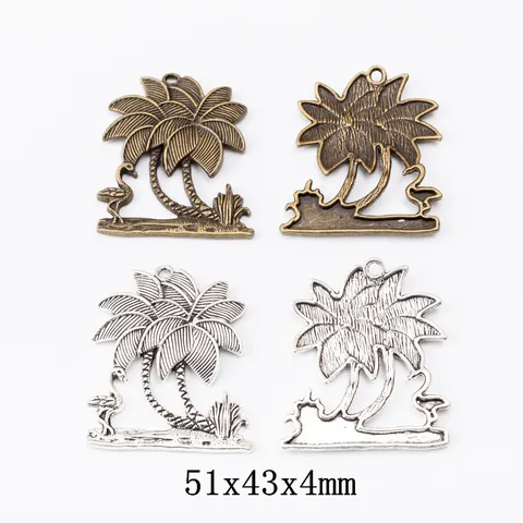 Vintage Legierung Kokosnussbaum Flamingo Anhänger DIY Schmuck Zubehör Retro Palme Metall Charms Für Halskette Armband Herstellung