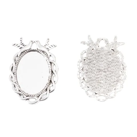 Vintage Legierung Oval Anhänger Basis Mit Zwei Vögeln Taube Design Antike Metall Schmuck Zubehör Für DIY Halskette Handwerk