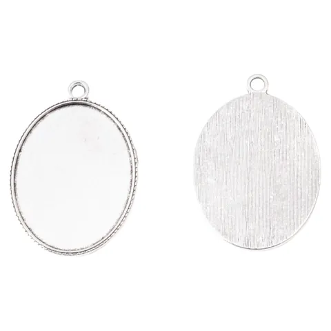 Vintage Legierung Oval Anhänger Basis Cabochon Fassung Tablett Für DIY Halskette Schmuckherstellung Zubehör Antik Bronze Silber
