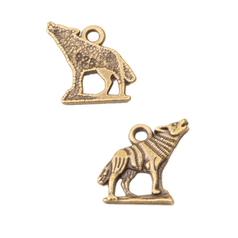 Colgante de Lobo Aullando de Aleación Vintage Accesorios para Creación de Joyas DIY Amuletos de Animales Bronce Plata Antigua para Collar Pulsera Unisex