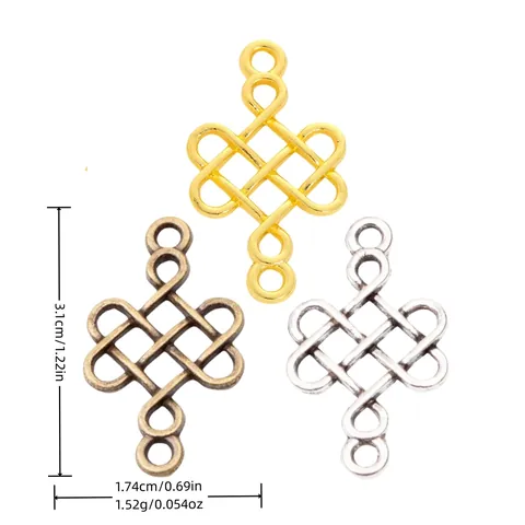 Vintage Legierung Chinesische Knoten Anhänger Doppel Loch Verbinder Für Halskette Armband Schmuck Herstellung DIY Zubehör