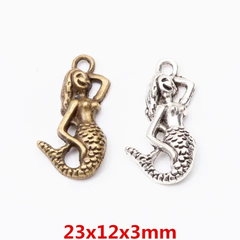 Vintage Legierung Meerjungfrau Anhänger DIY Schmuckzubehör Meerjungfrau Form Metall Charms Anhänger Ohne Kette
