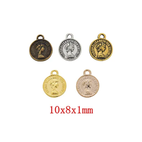 Vintage Legierung Elizabeth II Porträt Münzanhänger Runde Geprägte Charms Für DIY Halskette Armband Schmuckherstellung Zubehör