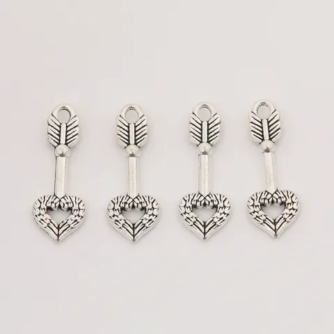 Retro Zinc Alloy Heart Arrow Charms Wing Texture For DIY Jewelry Making Necklace Earrings Bracelet Handmade Accessory