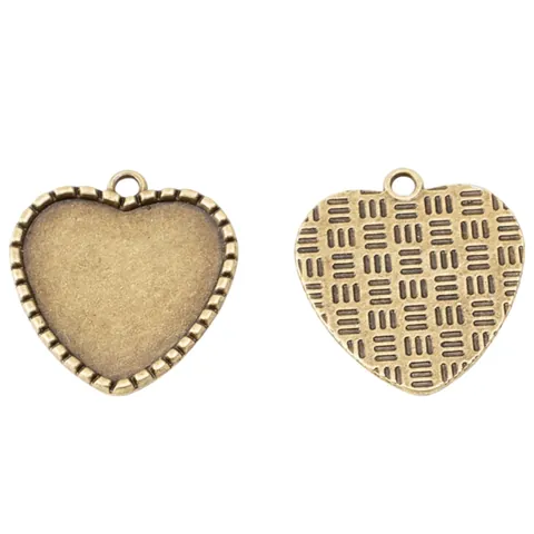 Vintage Legierung Herzform Lünette Tablett Anhänger Für DIY Schmuckherstellung Antik Bronze Silber Schmuck Komponenten Basis