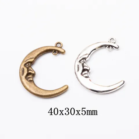 Vintage Legierung Sichelmond Gesicht Anhänger Für DIY Schmuckherstellung Zubehör Antikbronze Und Silber Basteln Charms