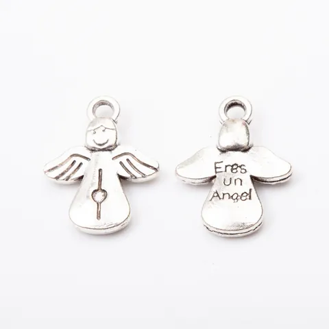 Vintage Alloy Angel Wing Charm Pendant With Heart Cutout Spanish Inscribed Eres Un Angel For DIY Jewelry Making Crafts