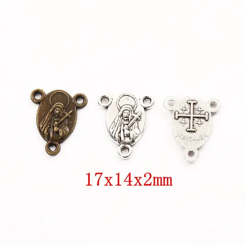 Vintage Zinklegierung Jesus Rosenkranz Verbinder Drei-Wege Jerusalemkreuz Medaille Anhänger Für Religiösen DIY Schmuck Zubehör