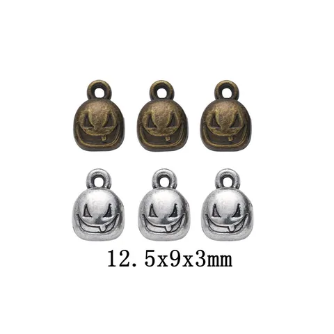 Vintage Legierung Halloween Kürbis Lächeln Gesicht Anhänger Antike Bronze Silber Anhänger Schmuckherstellung Armband Halskette Zubehör