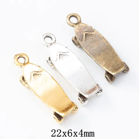 Vintage Skateboard Form Zinklegierung Anhänger Für Schmuckherstellung DIY Skateboard Charms Antik Gold Silber Bronze Zubehör