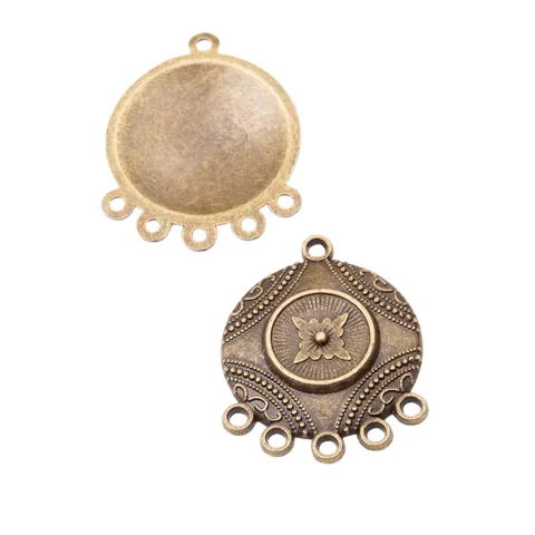 Antike Legierung Blume Mehrloch Schmuck Verbinder Für DIY Anhänger Ohrringe Herstellung Retro Graviert Metall Zubehör