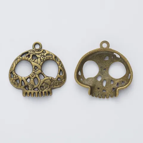 Vintage DIY Zinklegierung Totenkopf Anhänger Charms Für Schmuckherstellung Hohle Schnitzerei Halloween DIY Zubehör Handgefertigtes Kunsthandwerk