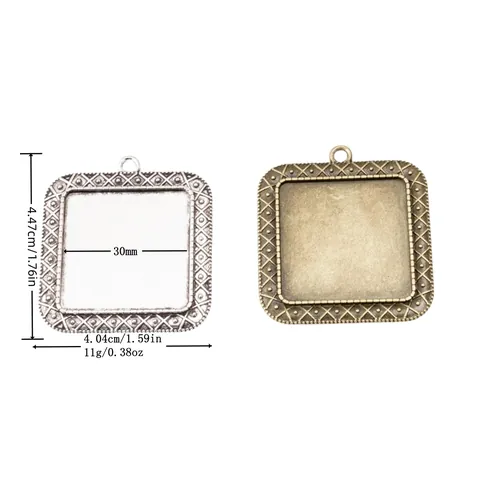 Vintage Legierung Quadratisch Cabochon Basis Anhänger Tablett Für DIY Schmuckherstellung Zubehör Handgefertigte Bastelkomponenten