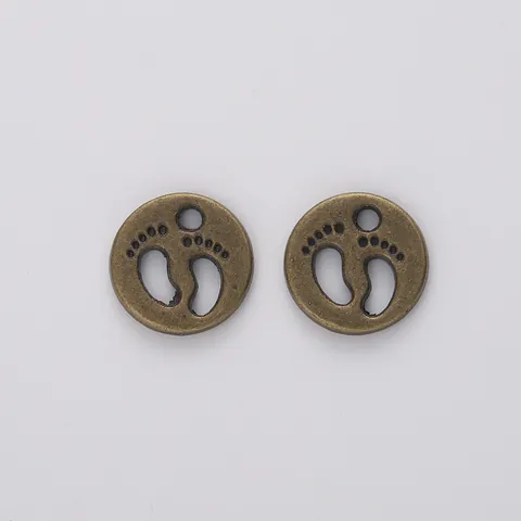 Dijes de Aleación de Zinc Redondos con Huella de Bebé para Creación de Joyas DIY Colgante Hueco Retro Accesorios de Metal