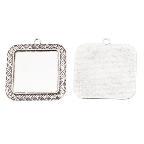 Vintage Legierung Quadratisch Cabochon Basis Anhänger Tablett Für DIY Schmuckherstellung Zubehör Handgefertigte Bastelkomponenten