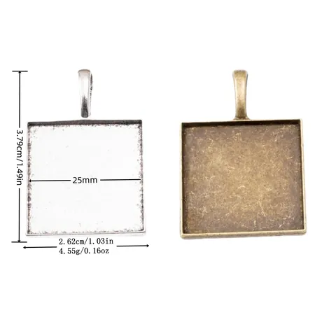 Vintage Legierung Quadratische Fassungen Anhänger Basis Für DIY Halskette Schmuckherstellung Antik Bronze Silber Zubehör