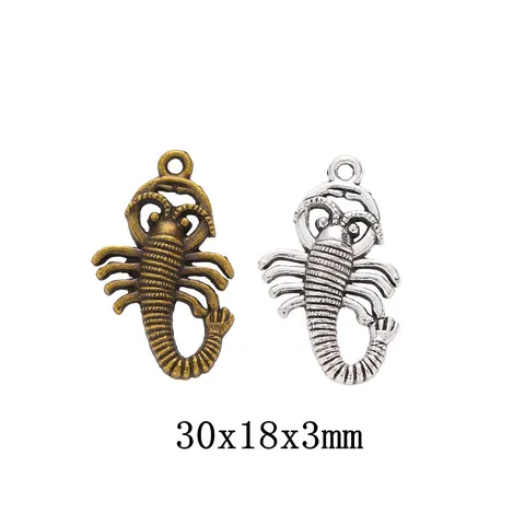 Vintage Zinklegierung Skorpion Anhänger Für DIY Schmuckherstellung Zubehör Antike Bronze Silber Tier Charms