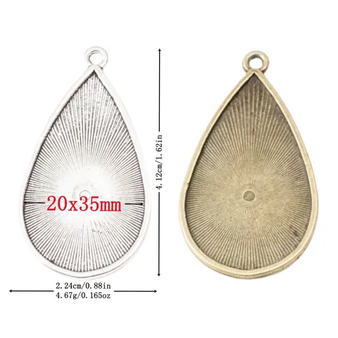 Vintage Legierung Wassertropfen Anhänger Basis Tablett Teardrop Zeit Edelstein Cabochon Fassung Für DIY Halskette Schmuck Zubehör