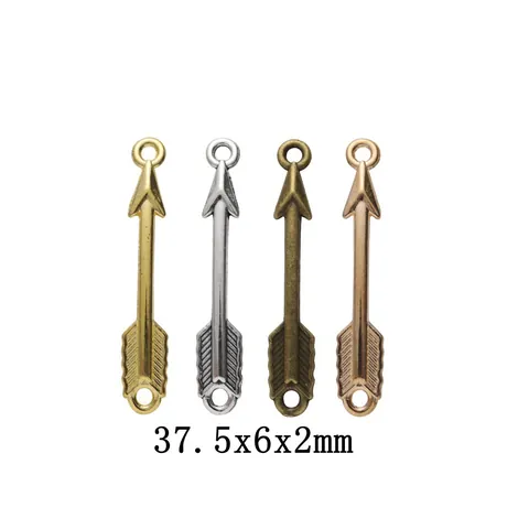 DIY Vintage Zinc Alloy Arrow Pendants Double Loop Connectors Retro Style Metal Charms For Necklace Bracelet Making Jewelry Finding Accessory Pendant Only (Without Chain)