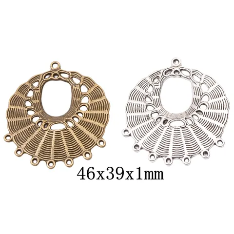 Vintage Legierung Fächerförmig Hohl Anhänger Verbinder Antike Bronze Silber DIY Schmuckherstellung Zubehör Für Ohrringe Halsketten