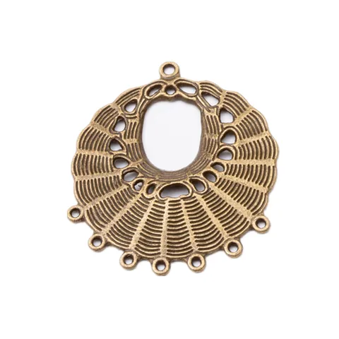 Vintage Legierung Fächerförmig Hohl Anhänger Verbinder Antike Bronze Silber DIY Schmuckherstellung Zubehör Für Ohrringe Halsketten