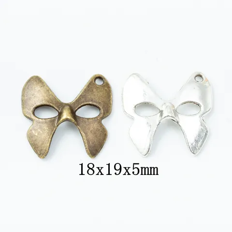 Amuletos de Máscara de Mariposa de Aleación de Zinc Vintage Colgantes de Máscara de Metal Bronce Plata Antigua Joyería DIY