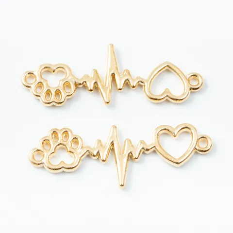 Vintage Zinc Alloy Heart Dog Paw Print Heartbeat DIY Jewelry Making Charms Connectors For Necklace Bracelet Pendants Accessories