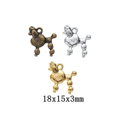Pendentifs Caniche en Alliage Vintage Accessoires de Création de Bijoux DIY Bronze Argent Or Antique