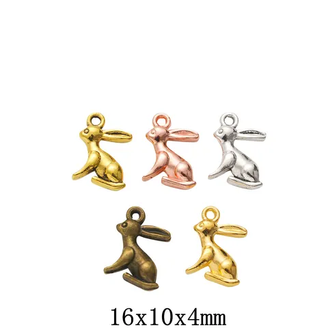 Vintage Alloy Rabbit Charm Pendant For DIY Jewelry Making Animal Bunny Shape Accessory Multiple Metal Colors
