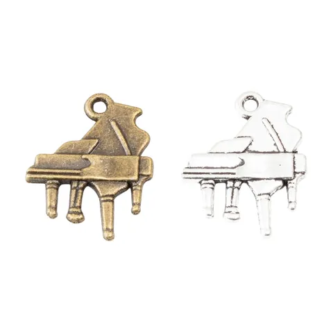Vintage Alloy Musical Piano Charms For DIY Jewelry Making Antique Bronze Silver Musical Instrument Pendant Findings For Crafts