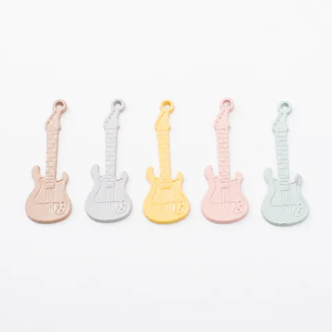Vintage Alloy Electric Guitar Charms For DIY Jewelry Making Colorful Enamel Musical Instrument Pendant Craft Accessory Necklace Keychain Decoration