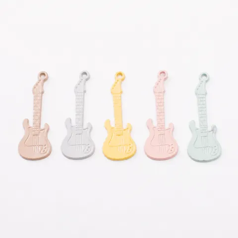 Vintage Alloy Electric Guitar Charms For DIY Jewelry Making Colorful Enamel Musical Instrument Pendant Craft Accessory Necklace Keychain Decoration