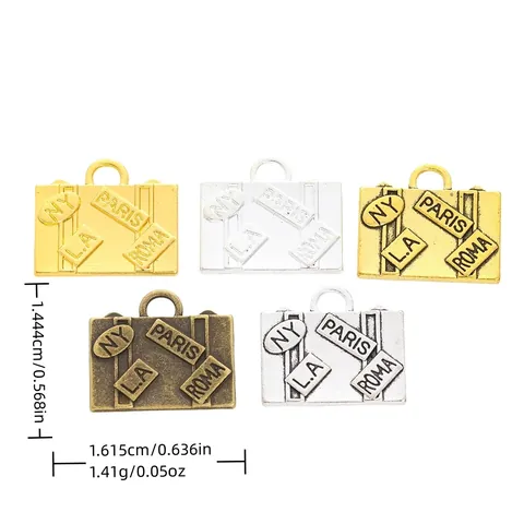 Vintage Alloy Travel Suitcase Pendant For DIY Jewelry Making Crafts Mini Luggage Charms Relief City Names Decorative Pendants