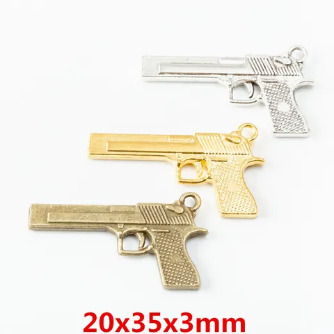 Retro Alloy Pistol Handgun Charms For DIY Jewelry Making Vintage Weapon Style Pendants For Necklace Keychain Accessory