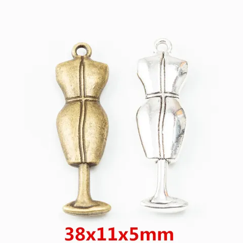 Retro Legering Mannequin Vorm Hangers Voor DIY Sieraden Maken Antiek Brons Zilver Kledinghanger Mannequin Torso Charms Voor Kettingen