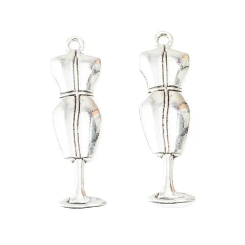 Retro Legering Mannequin Vorm Hangers Voor DIY Sieraden Maken Antiek Brons Zilver Kledinghanger Mannequin Torso Charms Voor Kettingen