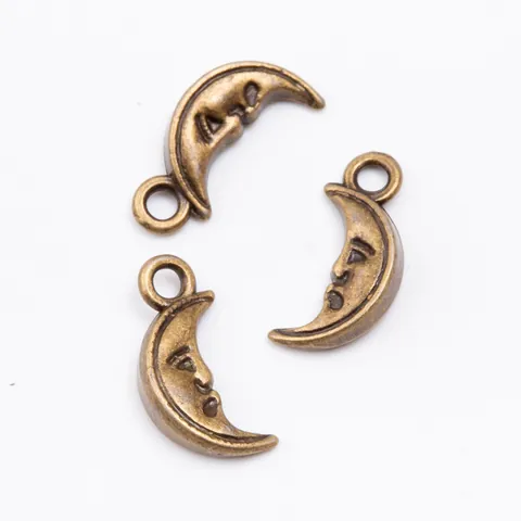 Vintage Alloy Moon Face Pendants Crescent Man In The Moon Charms For DIY Jewelry Making Necklace Bracelet Earring Accessories