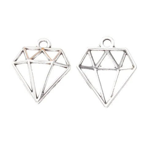 Colgante de Aleación con Forma de Diamante Hueco Vintage DIY Joyería Charms Accesorio para Collar Pulsera Pendiente Artesanía