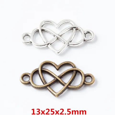 Vintage Alloy Heart Infinity Connector Charms For DIY Bracelet Necklace Jewelry Making Findings Accessories Handcrafted